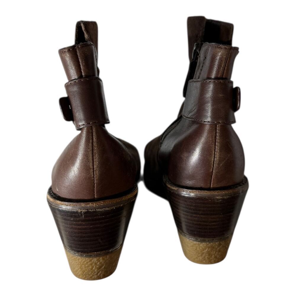 Cole Haan Shoes Women 6.5 B Brown Suede Rayna Waterproof Leather Wood Wedge Boot - Picture 6 of 9